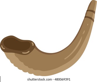 shofar (horn) isolated on white. Rosh hashanah (jewish New Year holiday) traditional symbol. Vector illustration isolated on white background