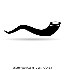 Shofar horn shadow icon, graphic religion design symbol, ritual web sign vector illustration .