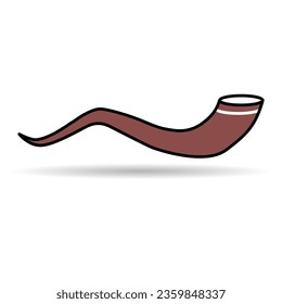 Shofar horn shadow icon, graphic religion design symbol, ritual web sign vector illustration .