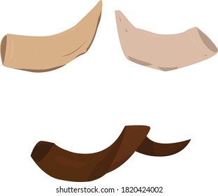 shofar horns on white background