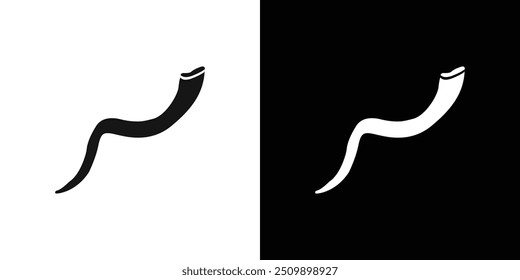 Shofar icon Black line art vector logo set