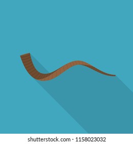 Shofar icon in flat long shadow design. Rosh hashana holiday concept.