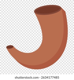 Shofar icon. Flat style shofar vector illustration isolated on transparent background. Flat style shofar or horn, musical instrument, jewish celebrations. Simple vector image.