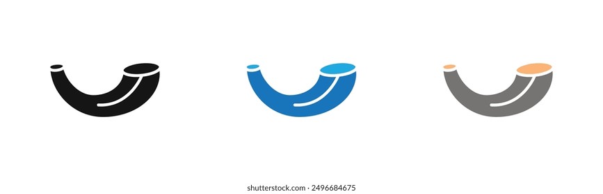 Shofar icon outline collection or set in black and white