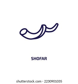 icono shofar de la colección de religión. Shofar lineal delgado, jewish, icono de contorno de vacaciones aislado en fondo blanco. Signo shofar de vector de línea, símbolo para web y móvil