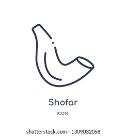 shofar icon from religion outline collection. Thin line shofar icon isolated on white background.