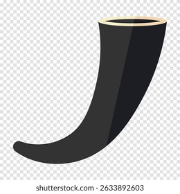 Shofar icon. Stylist shofar black symbol icon isolated on transparent background. Flat style shofar or horn, musical instrument, jewish celebrations. Vector image.