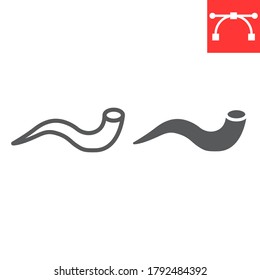 Shofar line and glyph icon, rosh hashanah and holiday, yom kippur sign vector graphics, editable stroke linear icon, eps 10