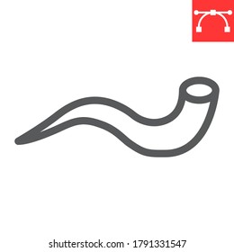 Shofar line icon, rosh hashanah and holiday, yom kippur sign vector graphics, editable stroke linear icon, eps 10