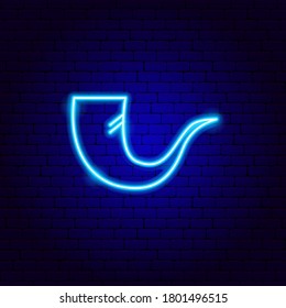 Shofar Neon Sign. Vector Illustration of Jewish Promotion.