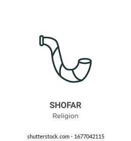 Shofar outline vector icon. Thin line black shofar icon, flat vector simple element illustration from editable religion concept isolated stroke on white background