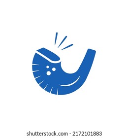 Shofar vector icon. Flat design element for Jewish holiday Rosh Hashanah. Collection of monochrome stencil silhouettes