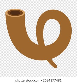 Shofar vector, icon. Flat style shofar or horn, musical instrument, jewish celebrations. Shofar editable logo symbol design on transparent background. Vector illustration.