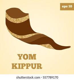 Shofar vector image with golden glitter.