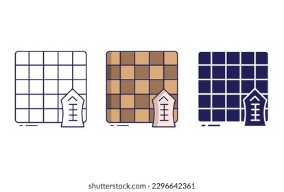 Línea de la placa Shogi e icono de ilustración sólida
