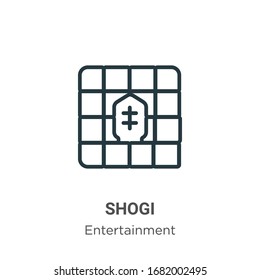 Shogi outline vector icon. Thin line black shogi icon, flat vector simple element illustration from editable entertainment concept isolated stroke on white background