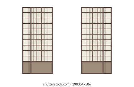 Shoji, japanese traditional sliding door. Vector illustration