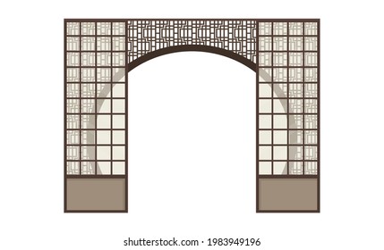 Shoji, japanese traditional sliding door. Vector illustration