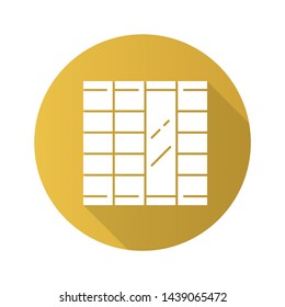Shoji panels flat design long shadow glyph icon. Traditional Japanese door, window, room divider. Oriental furniture. Home interior design. Living room decoration. Vector silhouette illustration