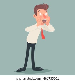 Shoked Vintage Businessman Character Icon Man Surprise Expression Cartoon Design Vector Illustration