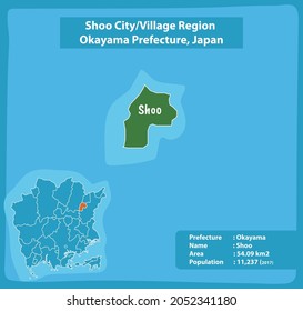 Shoo City Village Region OkayamaPrefecture Map, Japan