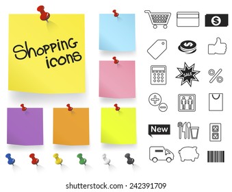 Disparando iconos en el vector de la almohadilla de nota