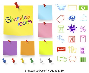 Shooing Icons on Note Pad Vector