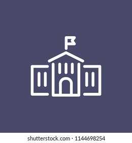 Shool building icon simple flat style outline illustration.