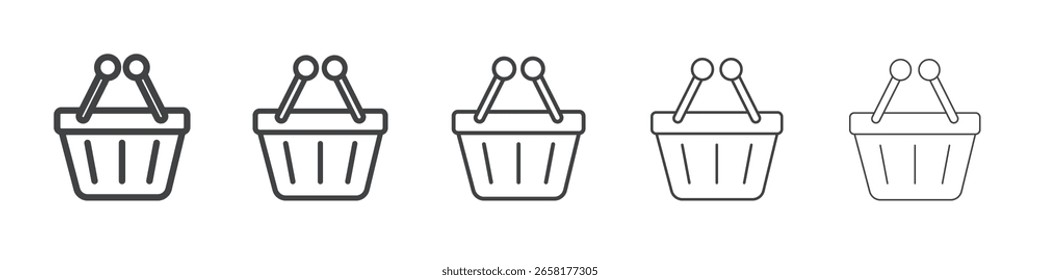 ícone de cesta de compras símbolo de ilustração fina plana