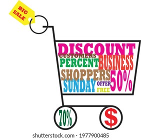 Shooping Cart. Vector Discount Concept