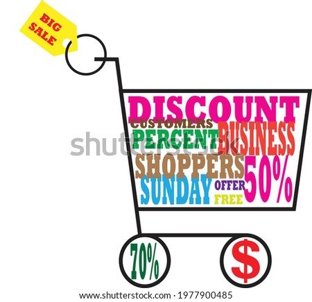 Shooping Cart. Vector Discount Concept