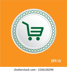 shooping cart vector icon, circle flat design internet button, web and mobile app illustration