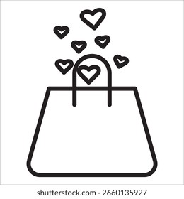 Vector de contorno de icono de stock de compras