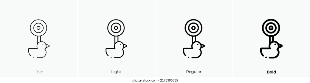 shoot duck icon. Thin, Light Regular And Bold style design isolated on white background