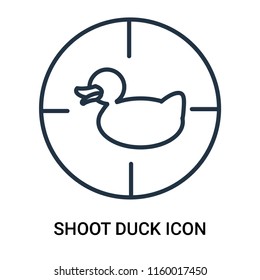 Shoot duck icon vector isolated on white background, Shoot duck transparent sign , outline linear symbol or thin lined pictogram