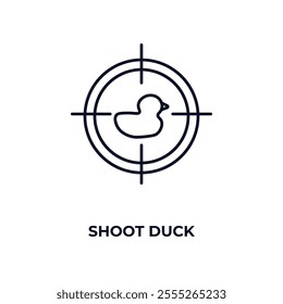 shoot duck outline icon. Linear vector from entertainment concept. Thin line shoot duck icon isolated on white background