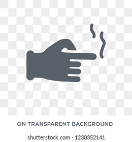 Shoot gesture icon. Trendy flat vector Shoot gesture icon on transparent background from Hands and guestures collection. 