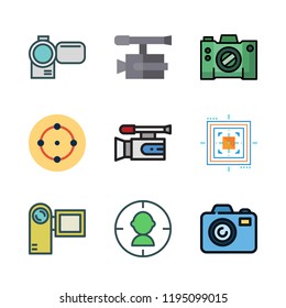 shoot icon set. vector set about photograph, camcorder, camera and video camera icons set.