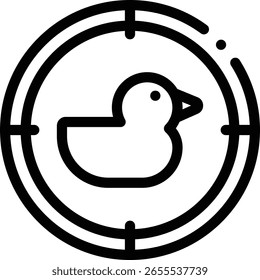 Shooting-Symbol. Design mit dünnen linearen Stilen einzeln auf weißem Hintergrund