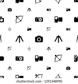 shoot icons pattern seamless white background. Included editable filled camera, bow, camera tripod icons. shoot icons for web and mobile.