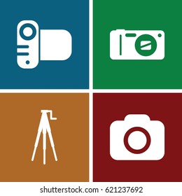 Shoot icons set. set of 4 shoot filled icons such as camera