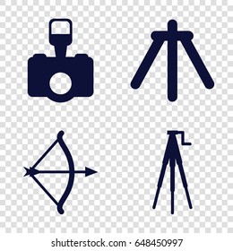 Shoot icons set. set of 4 shoot filled icons such as camera, camera tripod