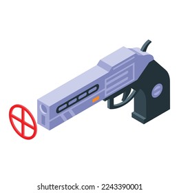 Shoot Pistol Symbol isometrische Vektorgrafik. Event-Cyber. Gamerliga