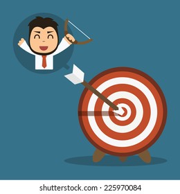 Shoot to target,Vector cartoon concept abstract business