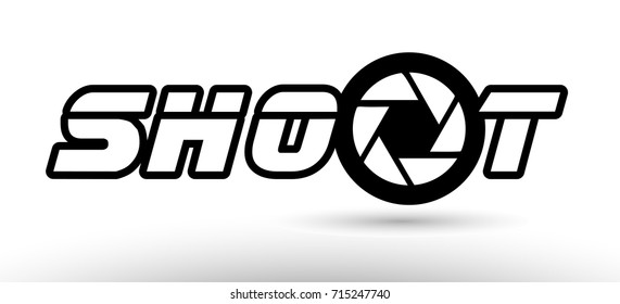 shoot text photo camera concept with aperture logo on white background