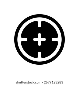 Juego de disparos. Icono de Vector de trazo delineado con detalles rellenos de negro.