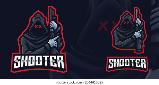 Shooter Holding Shotgun Gaming Logo Template