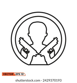Shooter-Symbol Design Vektor-Grafik der Vorlage, Zeichen und Symbol, Linienstil 