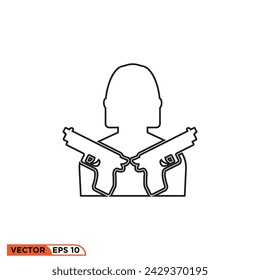 Shooter icon design vector graphic of template, sign and symbol, line style 