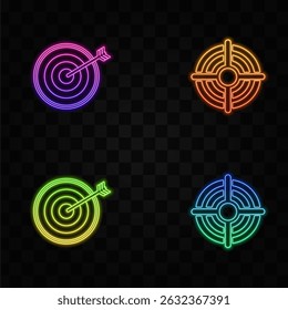 Imagem do ícone de alvo do atirador. estilo neon..